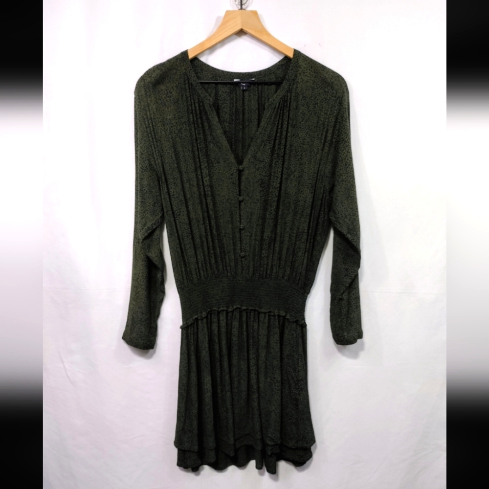 Rails Jasmine Cheetah Print Dress Women's L Green Boho Retro 90s Y2K Beach - Picture 2 of 8